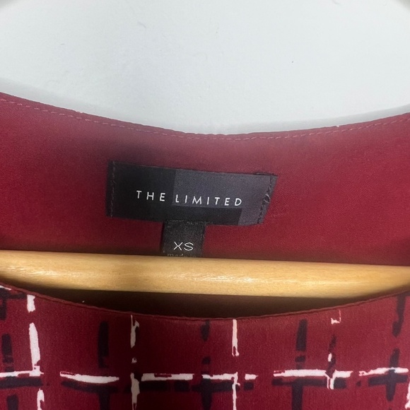 The Limited women's sleeveless blouse, dark red with white & navy windowpane, XS - Picture 4 of 11